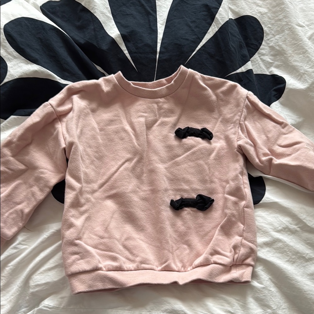 Pink Sweatshirt with Black Bow Accents size 3/4